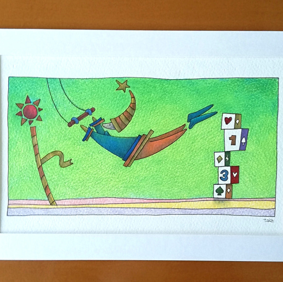 空中ブランコの少年　イラスト原画 4枚目の画像