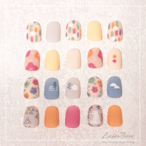 ペタペタ北欧カラフル＊Bi ネイルチップ（つけ爪） LiebenBirne 通販