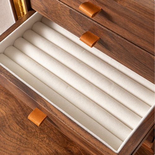 おしゃれなアクセサリーボックス 5段小引き出し 扉付き 両開き トレイ