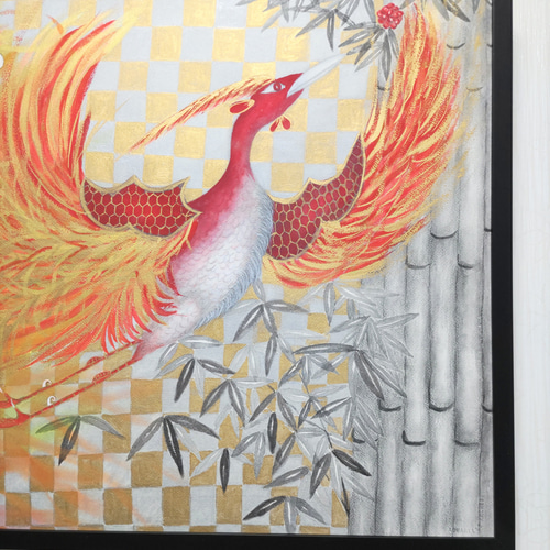 菜*香様 No.508 F4キャンバス 原画 アクリル絵画 開運絵画 鳳凰 肉筆 No.508 F4キャンバス 原画 アクリル絵画 開運絵画 鳳凰 肉筆画