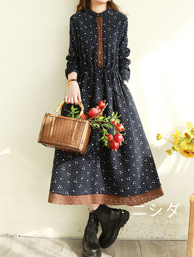 M. & KYOKO 花柄 ワンピース 新品タグ付 ☆ M.&KYOKO 佐藤繊維 M&KYOKO いばら柄コットンワンピース