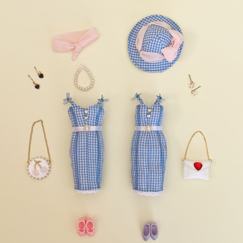 ギンガムチェック タイトドレス 50s リカちゃん その他人形 H's made