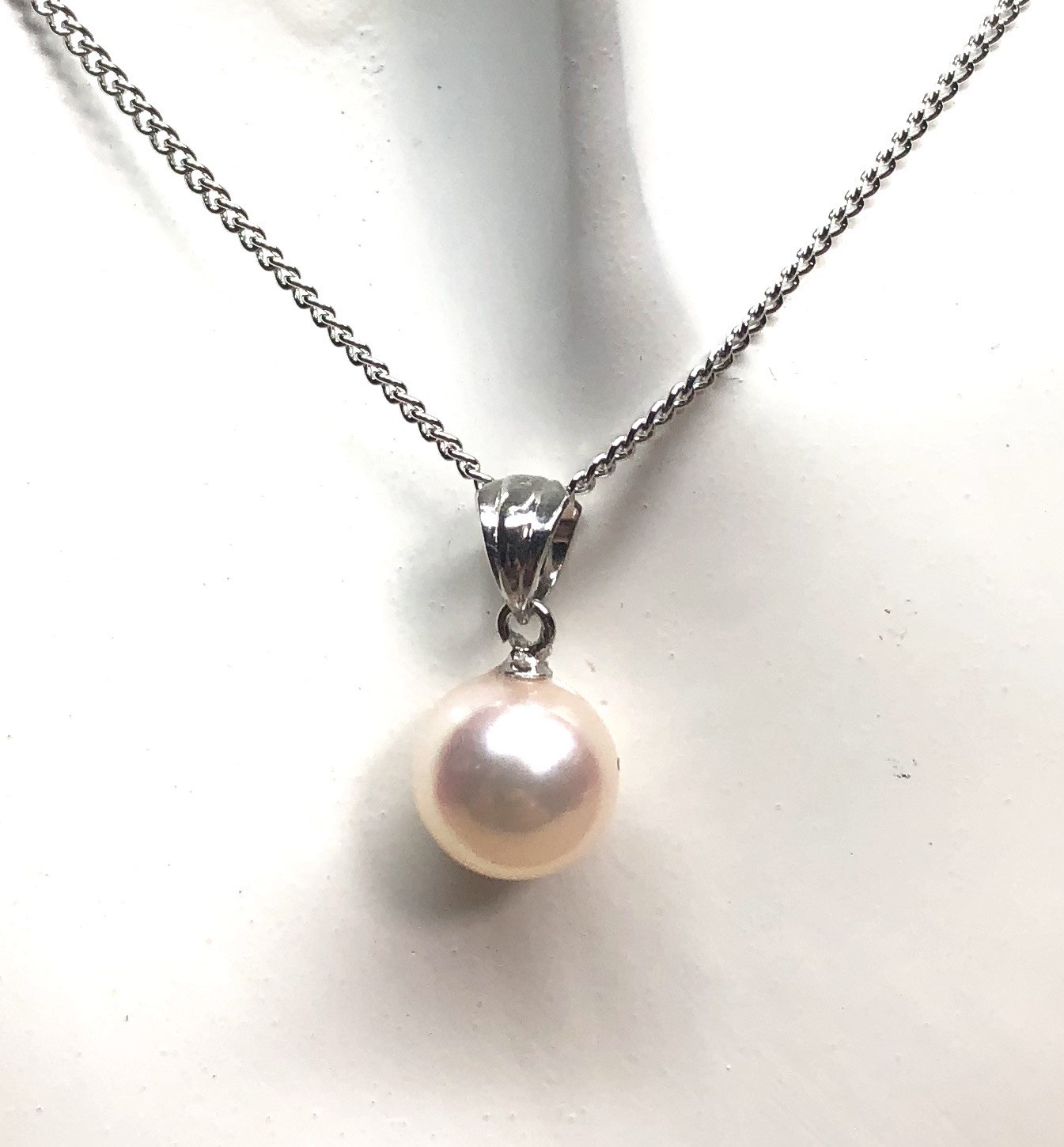 【SV925】一粒パールネックレス（8.5ｍｍ・あこや本真珠）