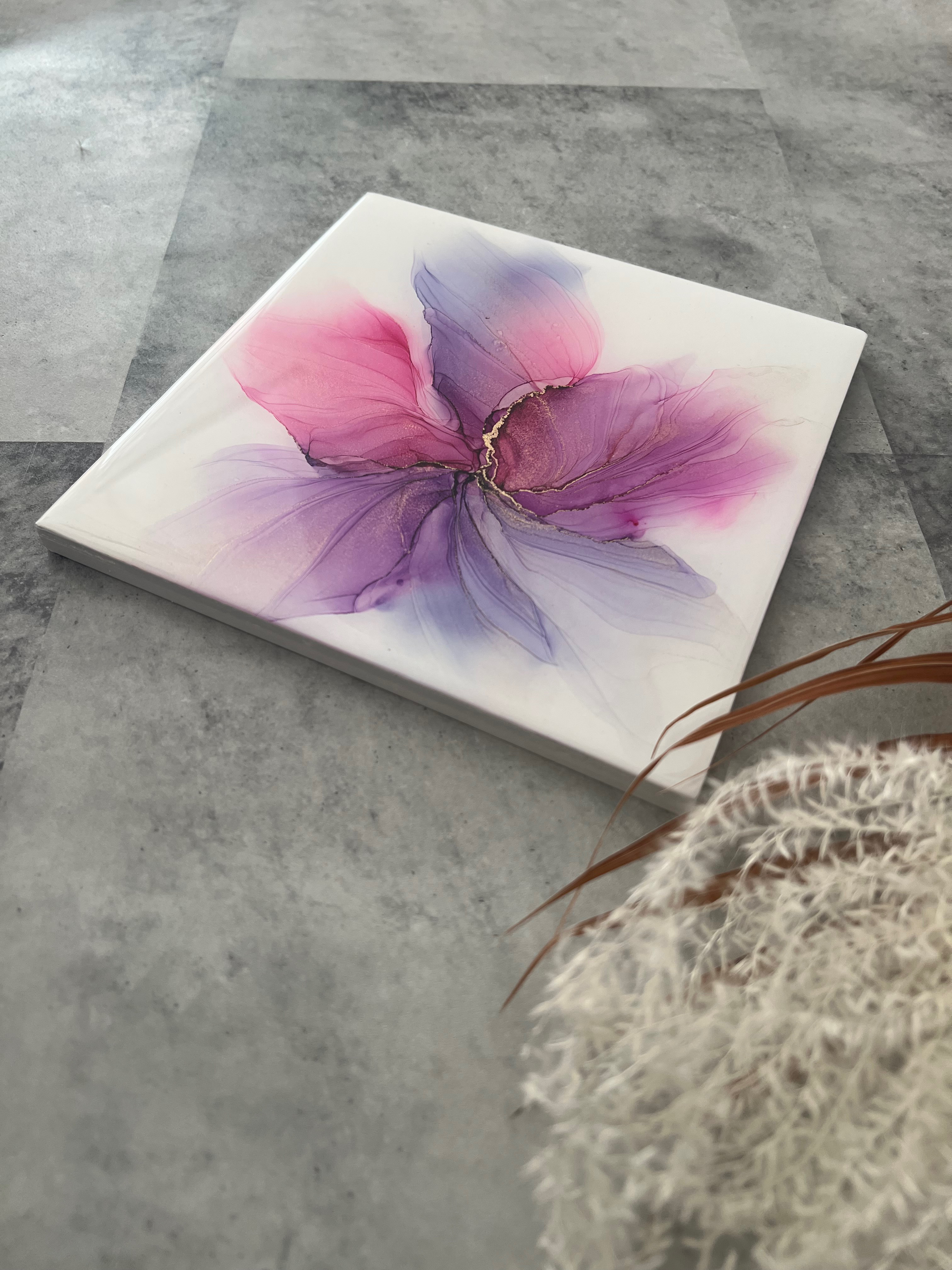 アルコールインクアート 木製パネル レジン加工【世界に一つだけのアート】