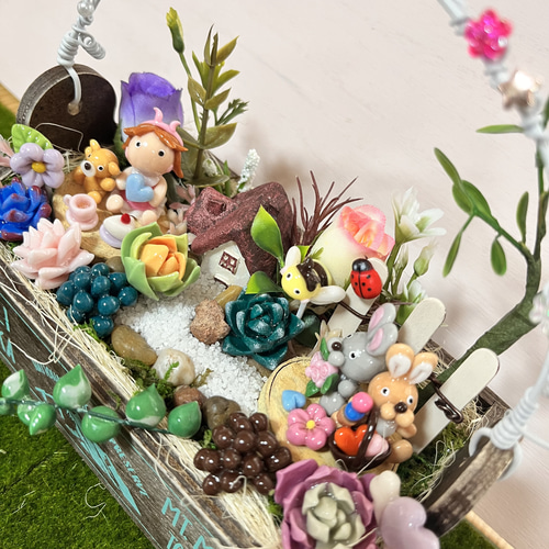 多肉植物寄せ植え〜樹脂粘土レジン(粘土細工)ガーデンピック(五