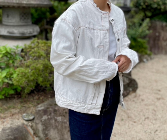 セミオーダー　岡山デニム　お選びいただけます→（糸・ボタン）ノーカラー　ジャケット　Gジャン　ジージャン　 13枚目の画像
