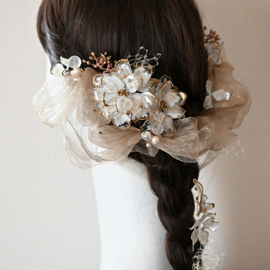 アメリカンフラワー　パーツセットD　成人式髪飾り　和装髪飾り 17,100円