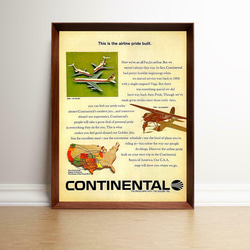 コンチネンタル航空 1960年代 アメリカ ヴィンテージ 雑誌 広告 額付 ポスター 1枚目の画像