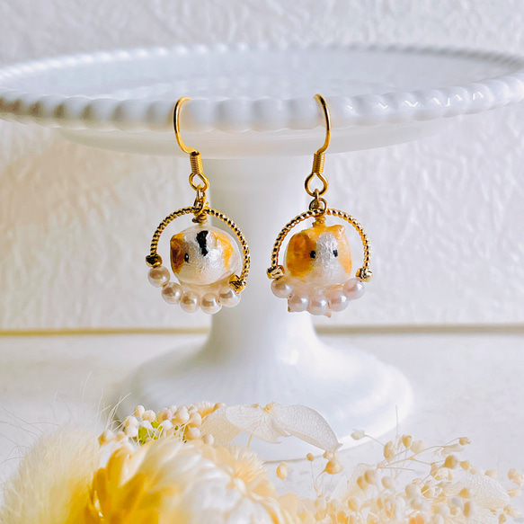 よく見るとモルモットピアス&イヤリング☆ ピアス（フック・チェーン