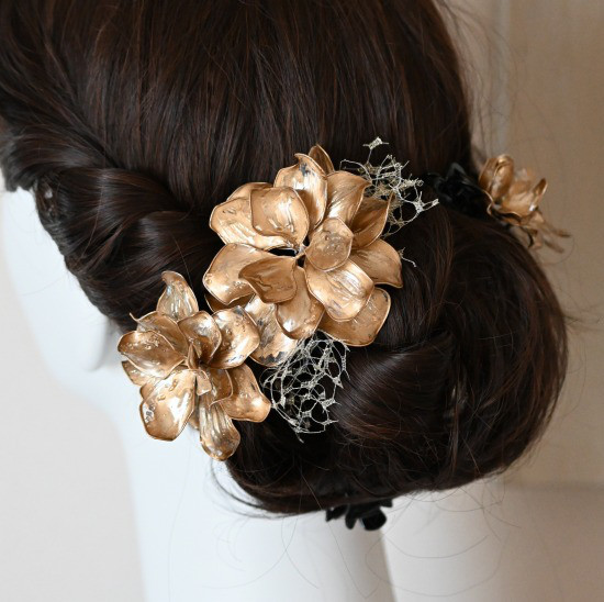 アメリカンフラワー　カメリア5本セット　成人式髪飾り　和装髪飾り