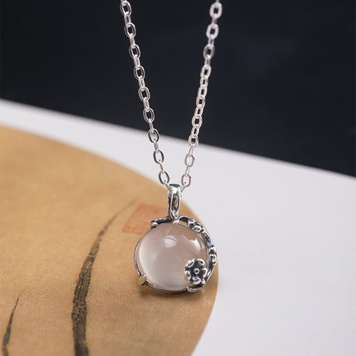 A895b【純銀製】ネックレスフラワーCZダイヤ小ぶり華奢K14YG