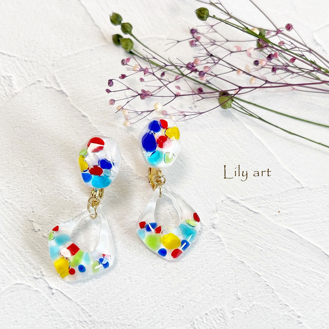 【ヘアゴム】レジン　六角形 ポップな六角形レジンヘアゴム