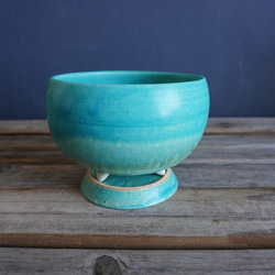 【陶器】トルコ青の脚付き植木鉢 ９ 10枚目の画像