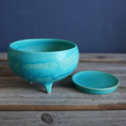 【陶器】トルコ青の脚付き植木鉢 11 9枚目の画像