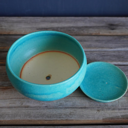【陶器】トルコ青の脚付き植木鉢 11 8枚目の画像