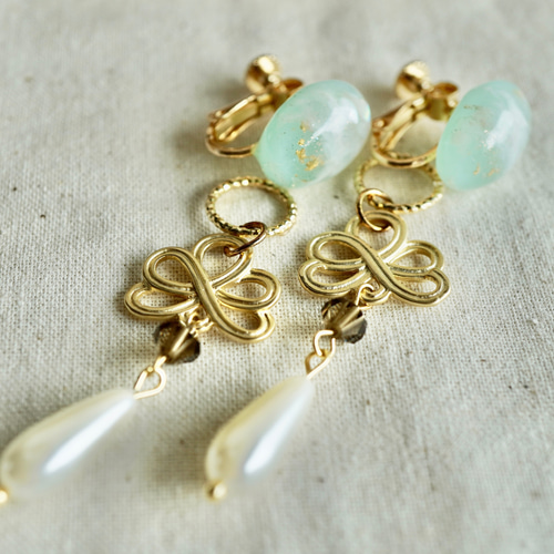 アンティーク◇翡翠 イヤリング antique jade ひすい 古董翡翠耳环