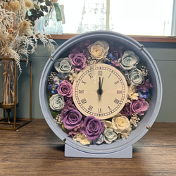 (本日限定値下げ) プリザーブドフラワー　時計 ふわふわピンクの花時計 プリザーブドフラワー 時計 サークル時計