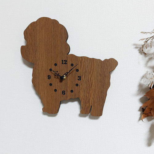 【リアル】壁掛け ペット時計 かわいい プードル インテリア Amazon.co.jp: はみだしワンちゃん 壁掛け時計 トイプードル茶色