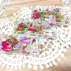 【再販】ハーバリウムコースター(薔薇）＆ハーバリウム箸置き（薔薇）セット 2枚目の画像