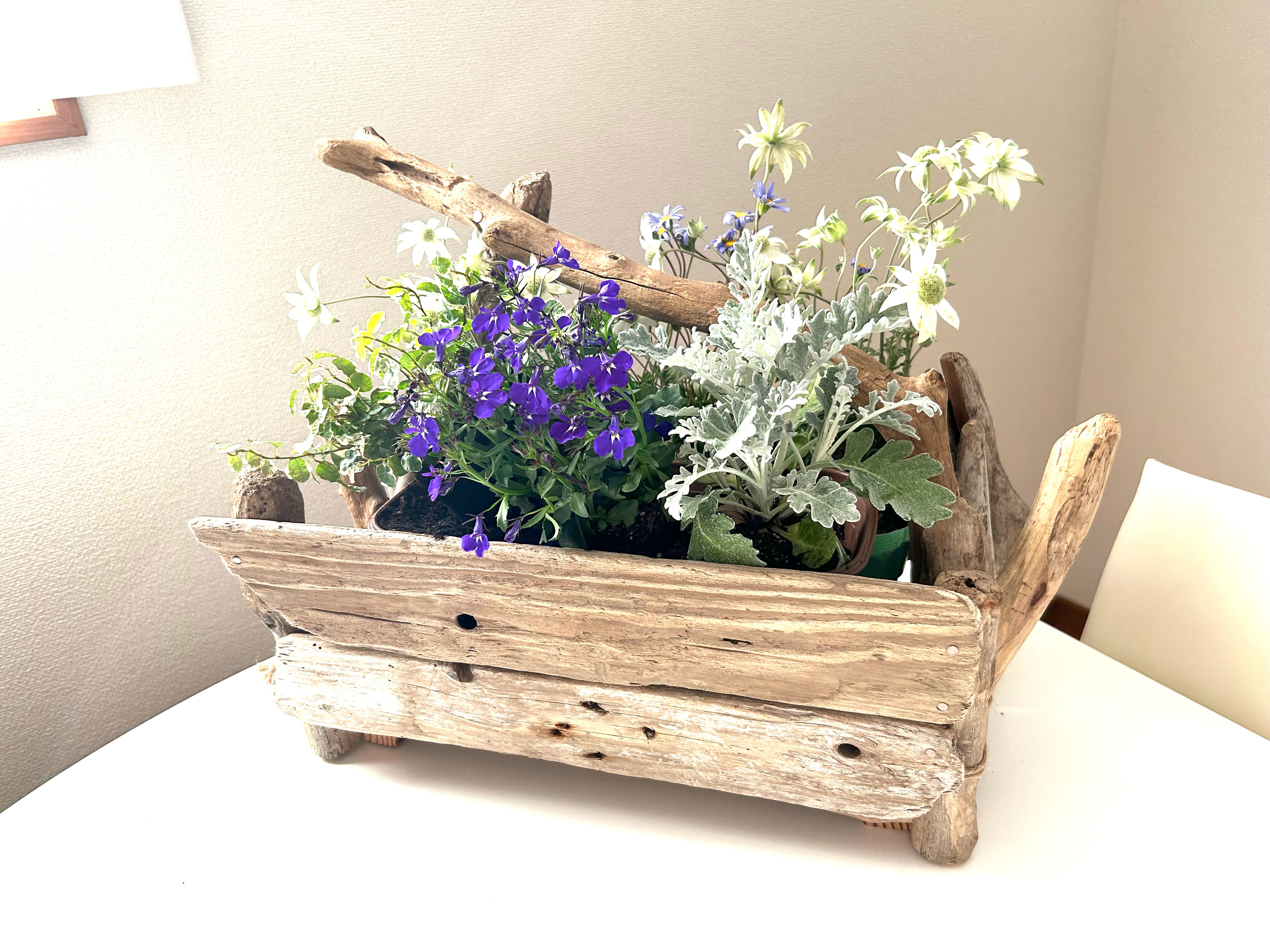 流木　プランター　ウッドボックス　木製プランター