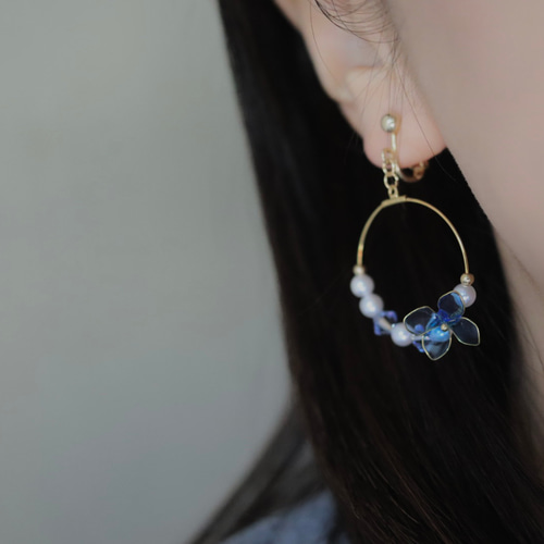 紫陽花 フープピアス・イヤリング ライトカラー あじさい アジサイ 