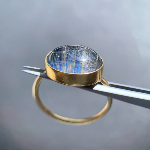 ロードナイト（ばら輝石）×ルチルクォーツ ダブレット ストーン リング 47 ロードナイト（ばら輝石）×ルチルクォーツ ダブレット ストーン リング