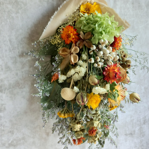 再販×5』ボリュームたっぷりな❀.Happy スワッグ ✿ドライフラワー