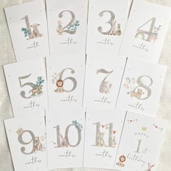 【送料無料】(baby brown. マンスリーカード　月齢カード　ナチュラル　動物　L判可能 5枚目の画像