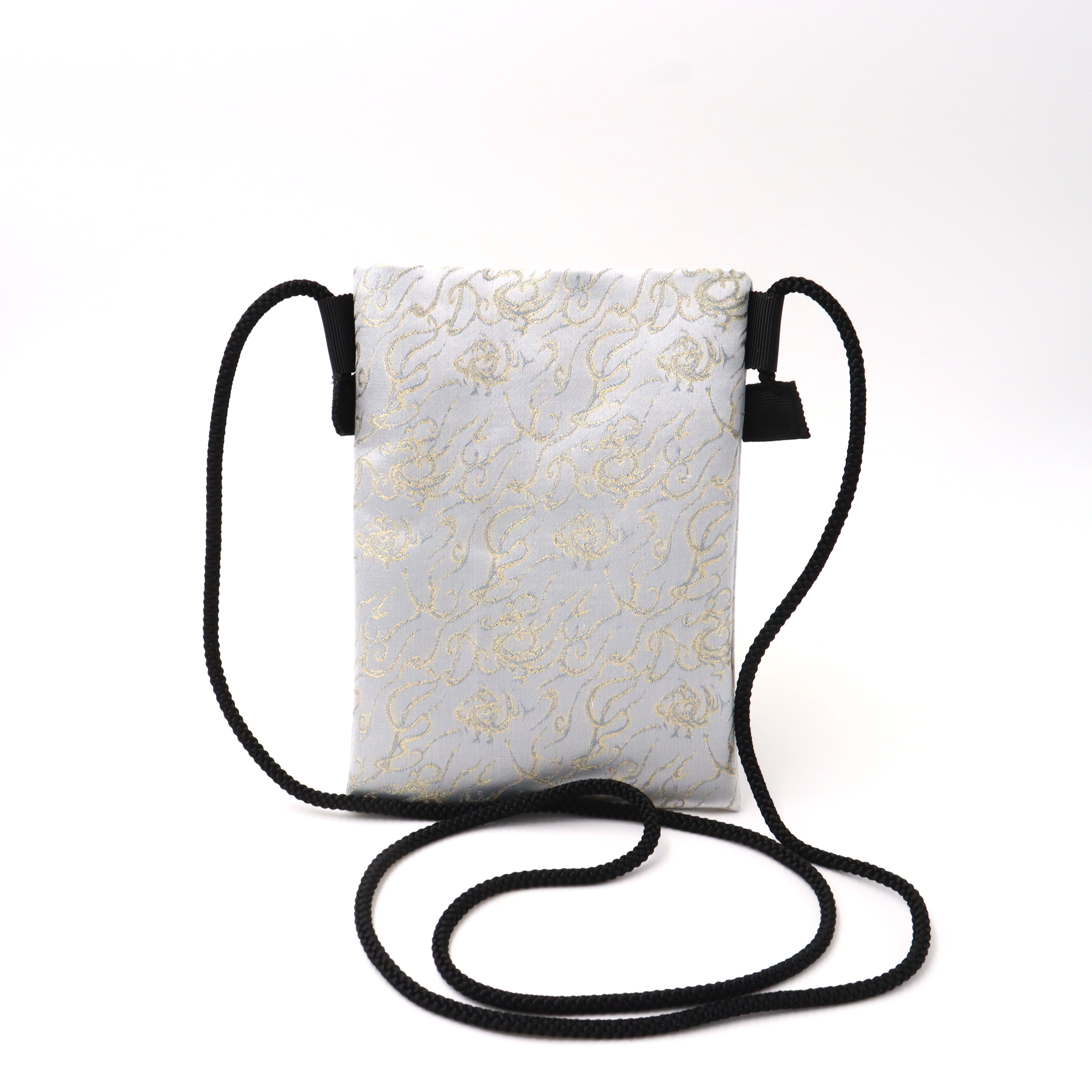 新柄　京の錦織　光峯錦織工房　古代の紋様を楽しむ　フェニックス　グレー　スマホショルダー