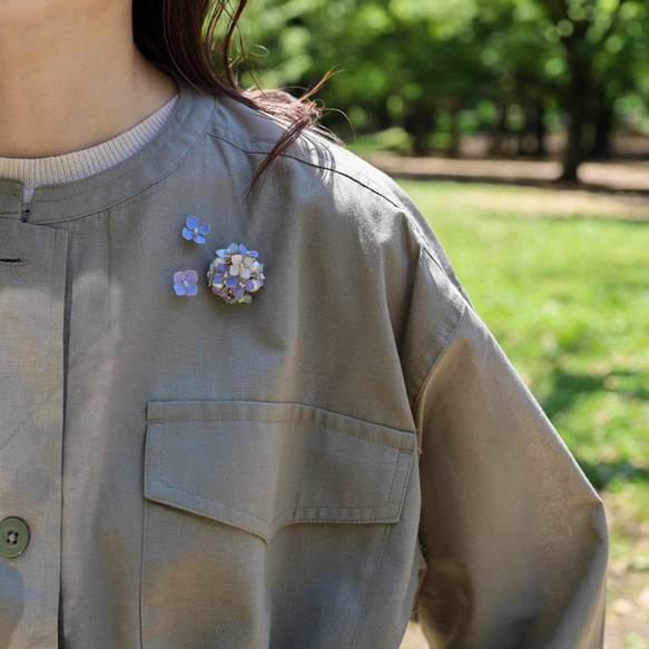 可分層繡球花胸針與別針胸針套裝 第7張的照片