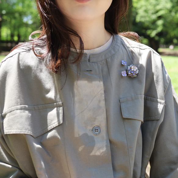 可分層繡球花胸針與別針胸針套裝 第8張的照片