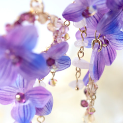 繡球花* 雨季留下的東西〜耳環/耳環繡球花，鮮花，禮物 第3張的照片