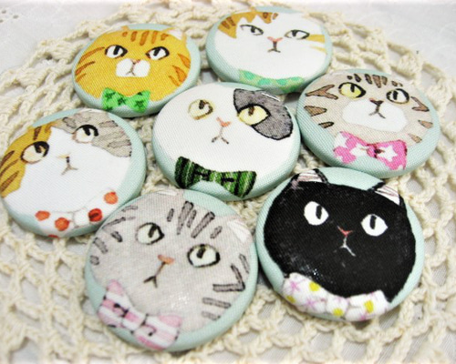 ねこ　猫　ネコ　ダンボール猫　くるみボタン　ヘアゴム27mm4個セット ねこ 猫 ネコ ダンボール猫 くるみボタン ヘアゴム27mm4個セット ねこ