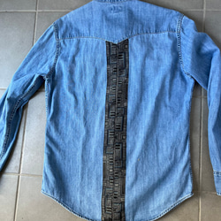 1点もの　村山大島パッチワーク　USEDリーバイスデニムシャツ　　着物リメイク 10枚目の画像
