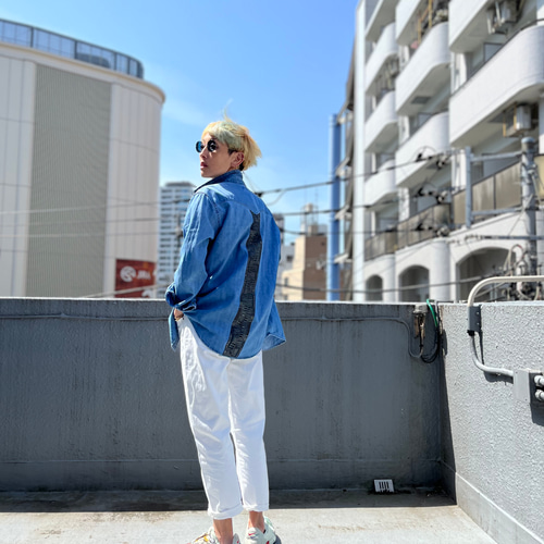 週末セール★DISCOVERD リメイクデニムシャツ　1点もの 週末セール☆DISCOVERD リメイクデニムシャツ 1点もの