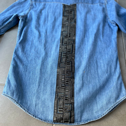 1点もの　村山大島パッチワーク　USEDリーバイスデニムシャツ　　着物リメイク 14枚目の画像