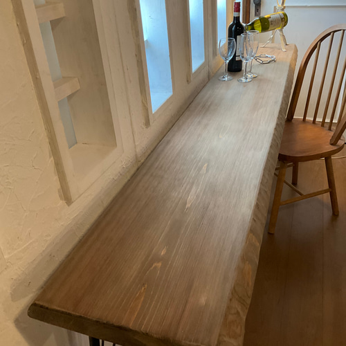 完売しました。目玉品w2080一枚板ヒノキカウンターテーブル カフェ