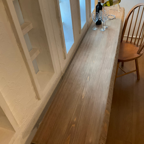 完売しました。目玉品w2080一枚板ヒノキカウンターテーブル カフェ