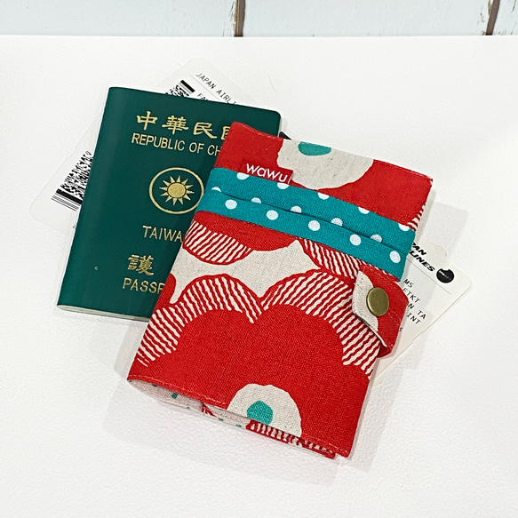 パスポートケース＋尾錠（北欧紅花） 国産生地 受注生産※ 8枚目の画像