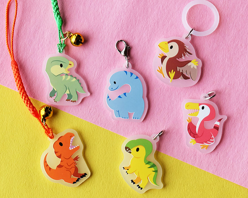 名入れもできる！福井県の恐竜 チャーム 根付 アンブレラマーカー