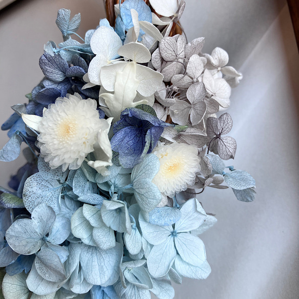 受注制作　ほんわりブルーな可憐で小花がかわいいリース 2枚目の画像