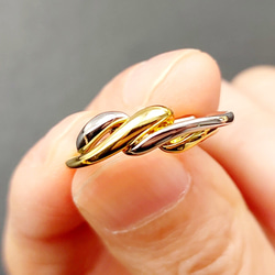 ❣️ご褒美リング、キラメキ、繊細で上品。結びめゴールドリングK18GP