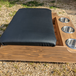 ハイエース　センターコンソールボックス アンティークブラウン　ワイド用　ふかふかタイプ　ドリンクホルダー付　アームレスト 2枚目の画像