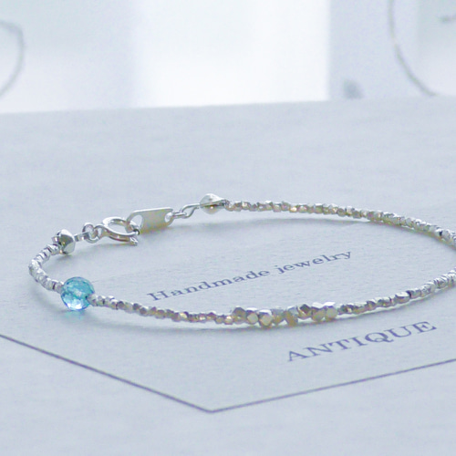 再販×4❯ No. 59 カレンシルバー☆ブレスレット (スイスブルートパーズ