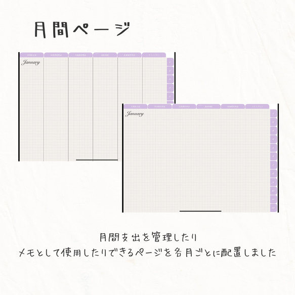 デジタル家計簿⭐︎繰り返し使える日付フリータイプ全43ページ 3枚目の画像