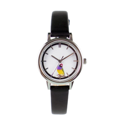 七彩文鳥手錶 黑錶帶 女裝手錶 全球免運 第6張的照片