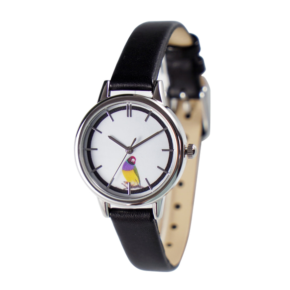 七彩文鳥手錶 黑錶帶 女裝手錶 全球免運 第1張的照片