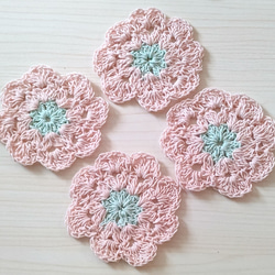 お花の手編みコースター 2枚セット 1枚目の画像