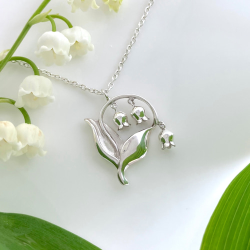 フランスアンティーク　すずらん　ミラー付きペンダントトップ　シャトレーン　鈴蘭 5a27b972329731276b4026431d06e6