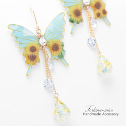 胡蝶~Sunflower＆Blue Sky~(c55) ピアス/イヤリング/ノンホールピアス/樹脂ピアス 2枚目の画像